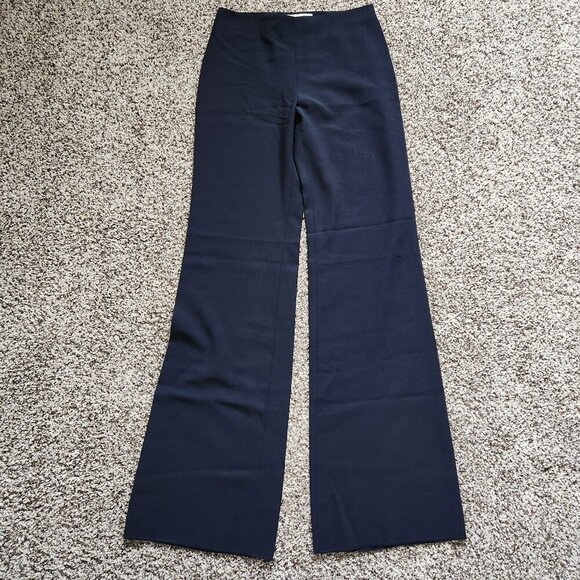 EMPORIO ARMANI Womens Black Wool Dress Pants Slacks Size 38 26 Wide Leg Unhemmed - Picture 1 of 4